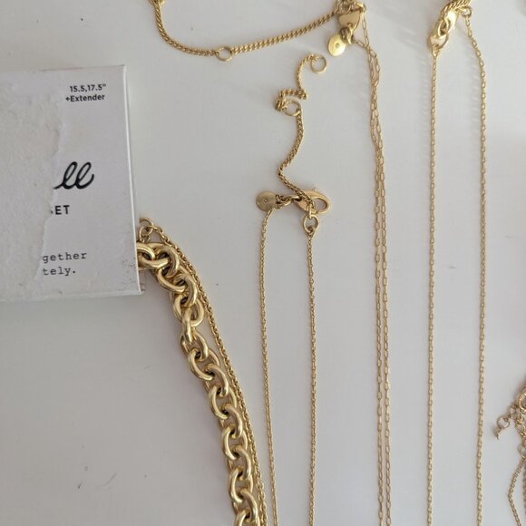Madewell Anthropologie Gold Jewelry Bundle ✨ Layered Necklaces, Rings, Mega Lot - Picture 11 of 13